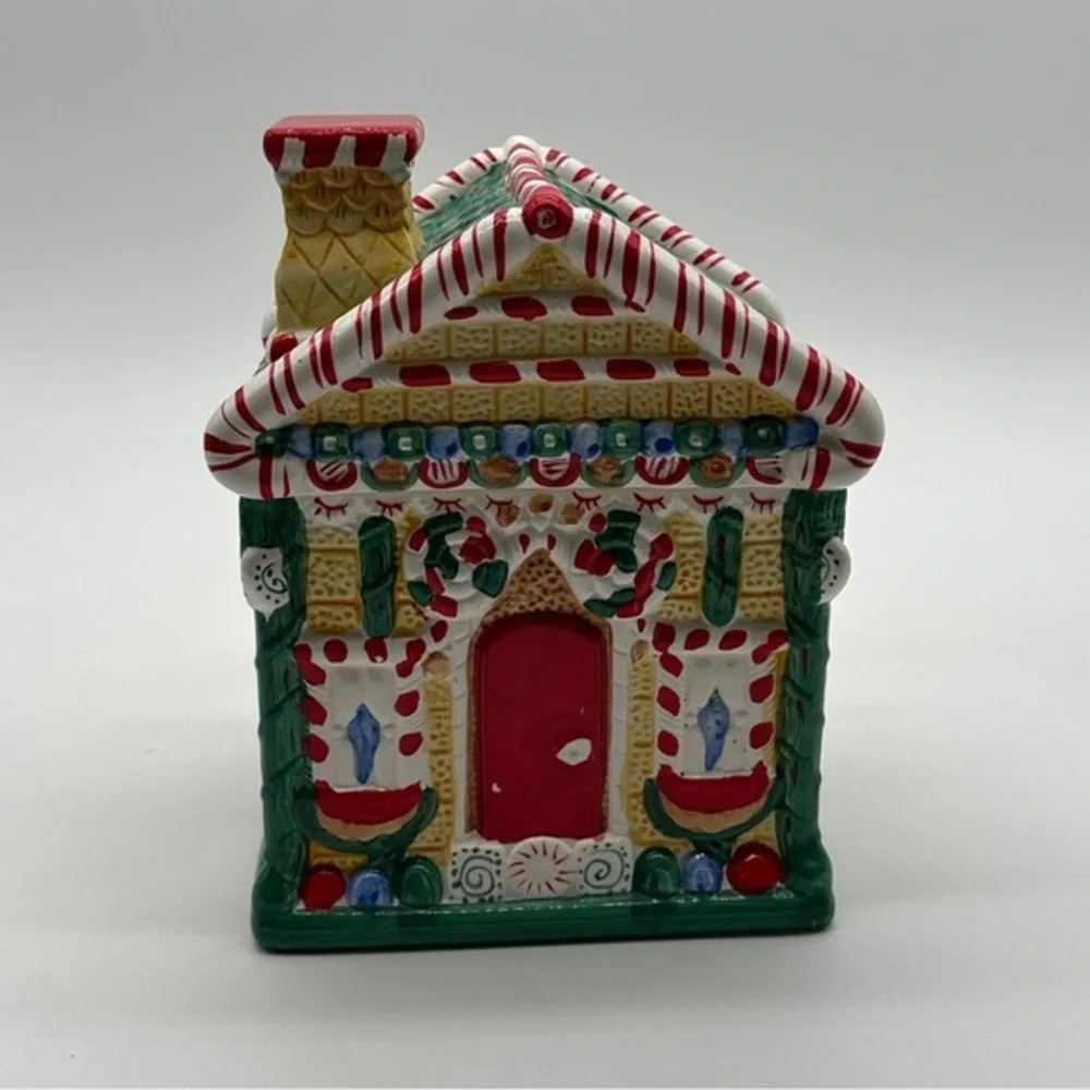 Christmas Gingerbread House Cookie Jar Ceramic In‎ Original Box Xmas Baking
